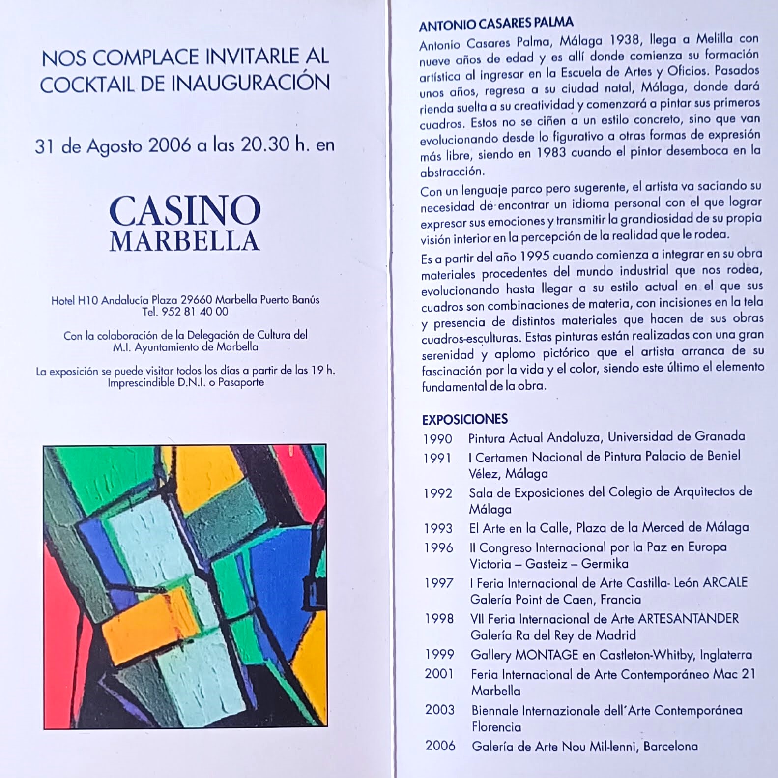 Díptico Casino Marbella