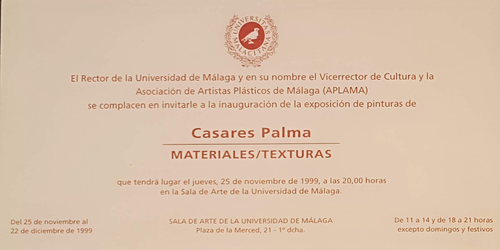 ARCHIVO: "Materiales / Texturas" en la Sala de Arte de la Universidad (1999)