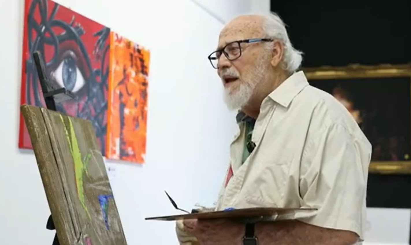 Antonio Casares Palma pintando en vivo en The Fusion Art Gallery, Málaga